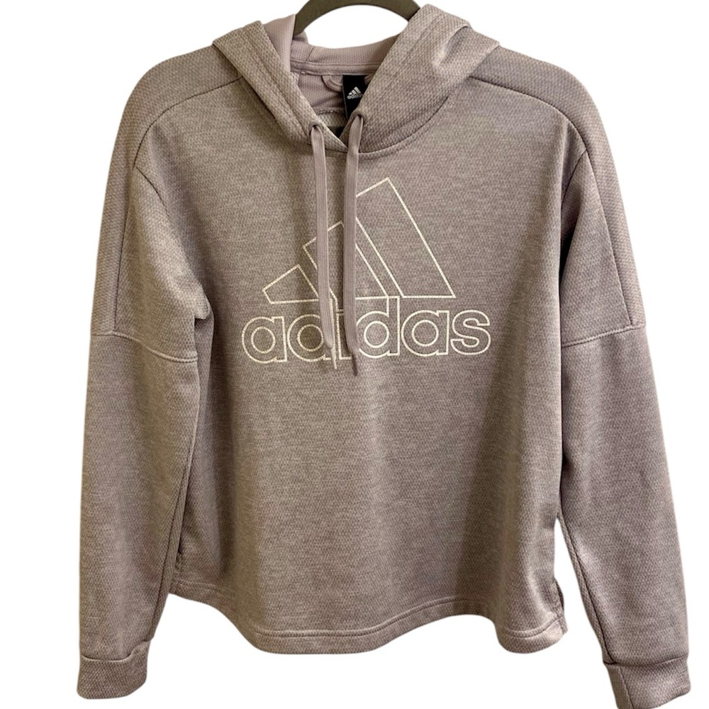 ADIDAS GRAY HOODIE CLIMALITE DRAWSTRING HOOD SILVER WOMENS MEDIUM EUC COMFY!